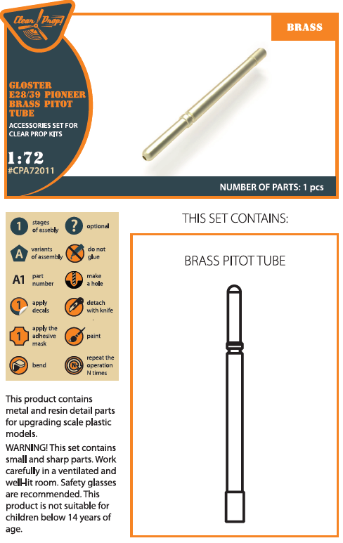 Gloster E28/39 brass pitot tube(designed to be used with Clear Prop Models kits)