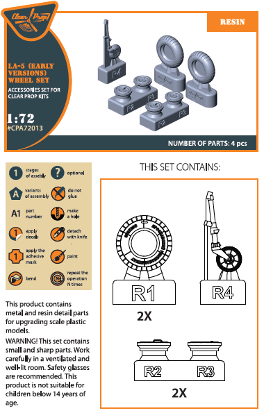 Lavochkin La-5/early version wheel set (designed to be used with Clear Prop Models kits)