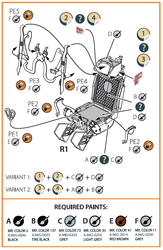 KM-1M Ejection seat (designed to be used with Clear Prop Models kits) and other [suitable for: Mikoyan MiG-21, MiG-23, MiG-25, MiG-27, MiG-31 early)
