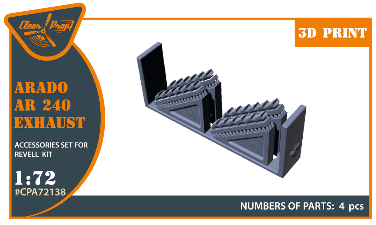 Arado Ar-240 exhausts (designed to be used with Revell kits) (3D-Printed)