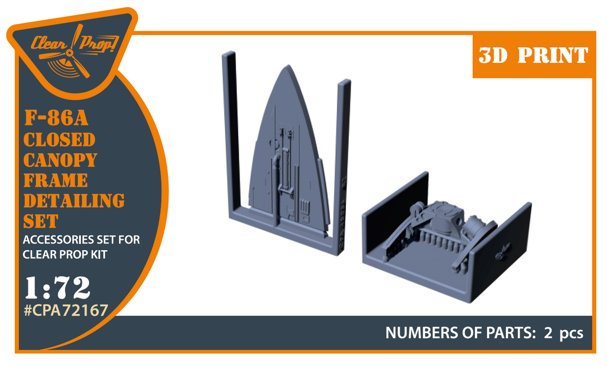 North-American F-86A Sabre Canopy frame detailing set 3D-Printed (designed to be used with Clear Prop Models kits)