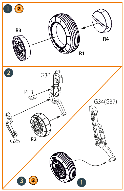 Mikoyan MiG-19P/MiG-19PM wheel set (designed to be used with Clear Prop Models kits)