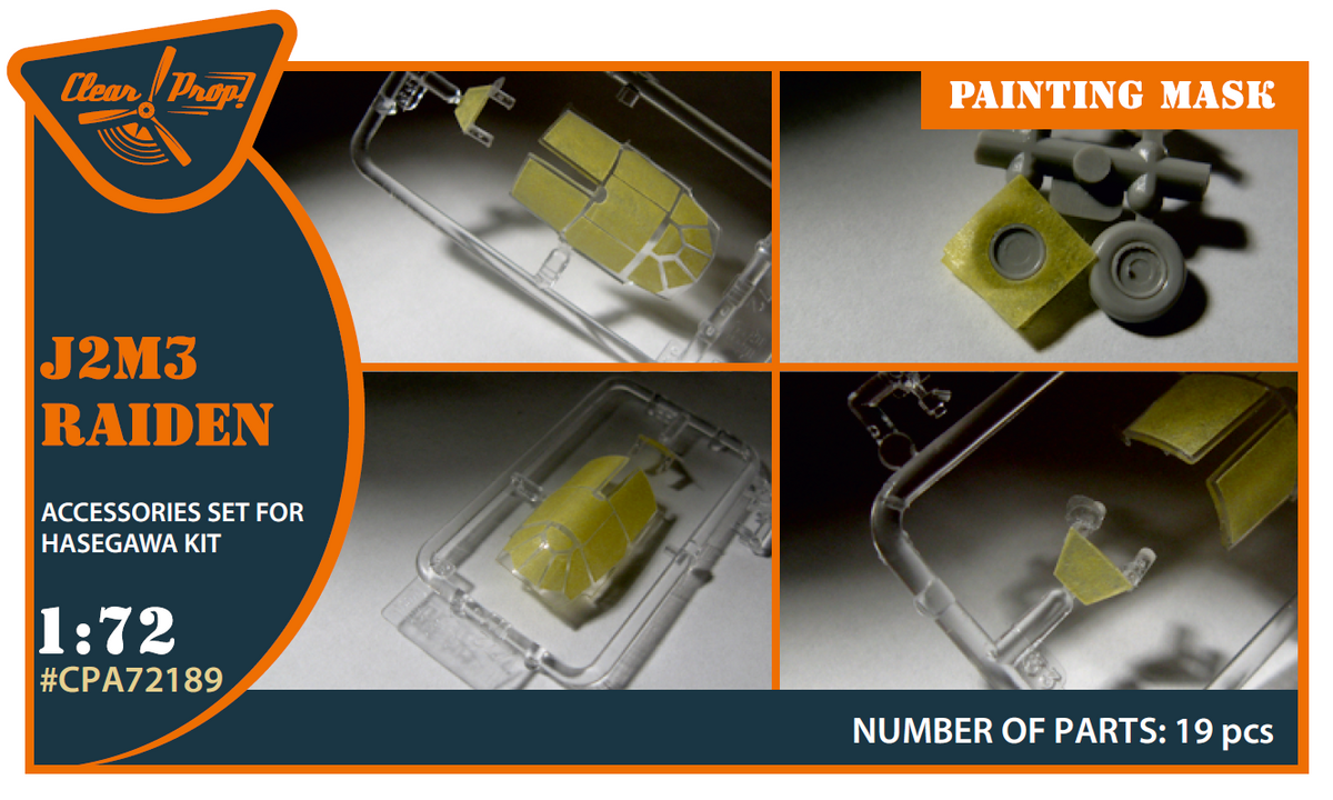 Mitsubishi J2M3 Raiden painting mask on 'yellow kabuki paper' (designed to be used with Hasegawa kits)