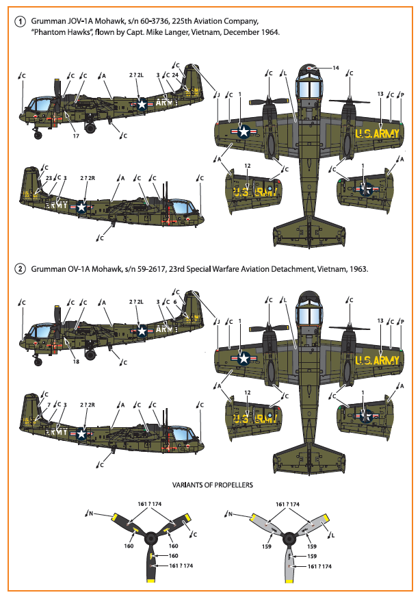 Grumman OV-1A/JOV-1A Mohawk decal set
