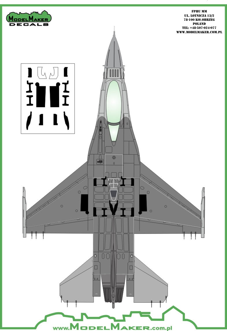 General-Dynamics F-16A/F-16B/F-16C/F-16D strengthening plates - vinyl [Lockheed-Martin]