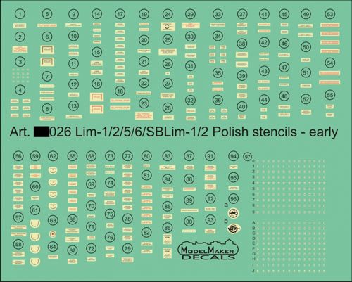 RE-PRINTED!!! Mikoyan MiG-17F/MiG-15UTI/MiG-15/MiG-17PF/ LiM-1/LiM-2/LiM-5/LiM-6SB/Lim-1/2 Polish stencils early