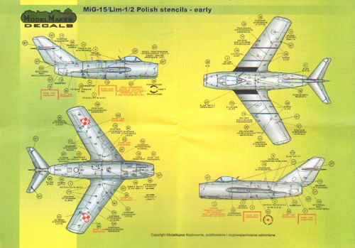 Mikoyan MiG-17/Lim-1/2 early version stencils