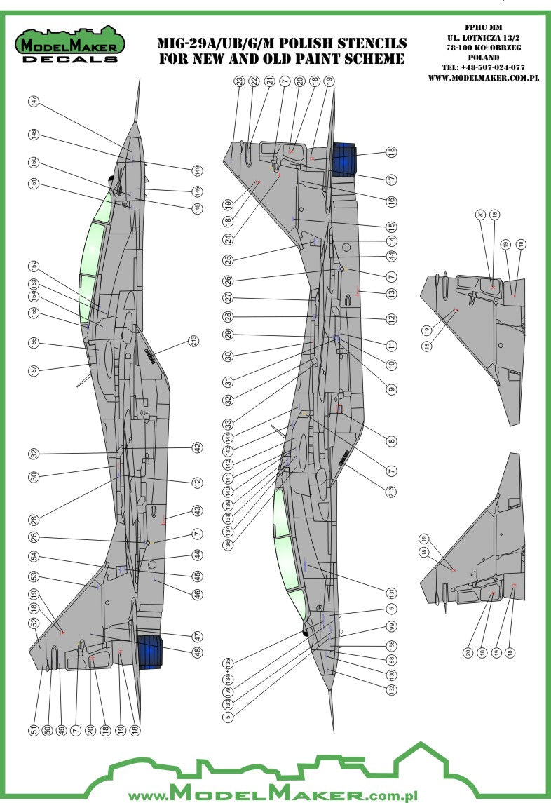 Re-printed!!! Mikoyan MiG-29 Polish stencils