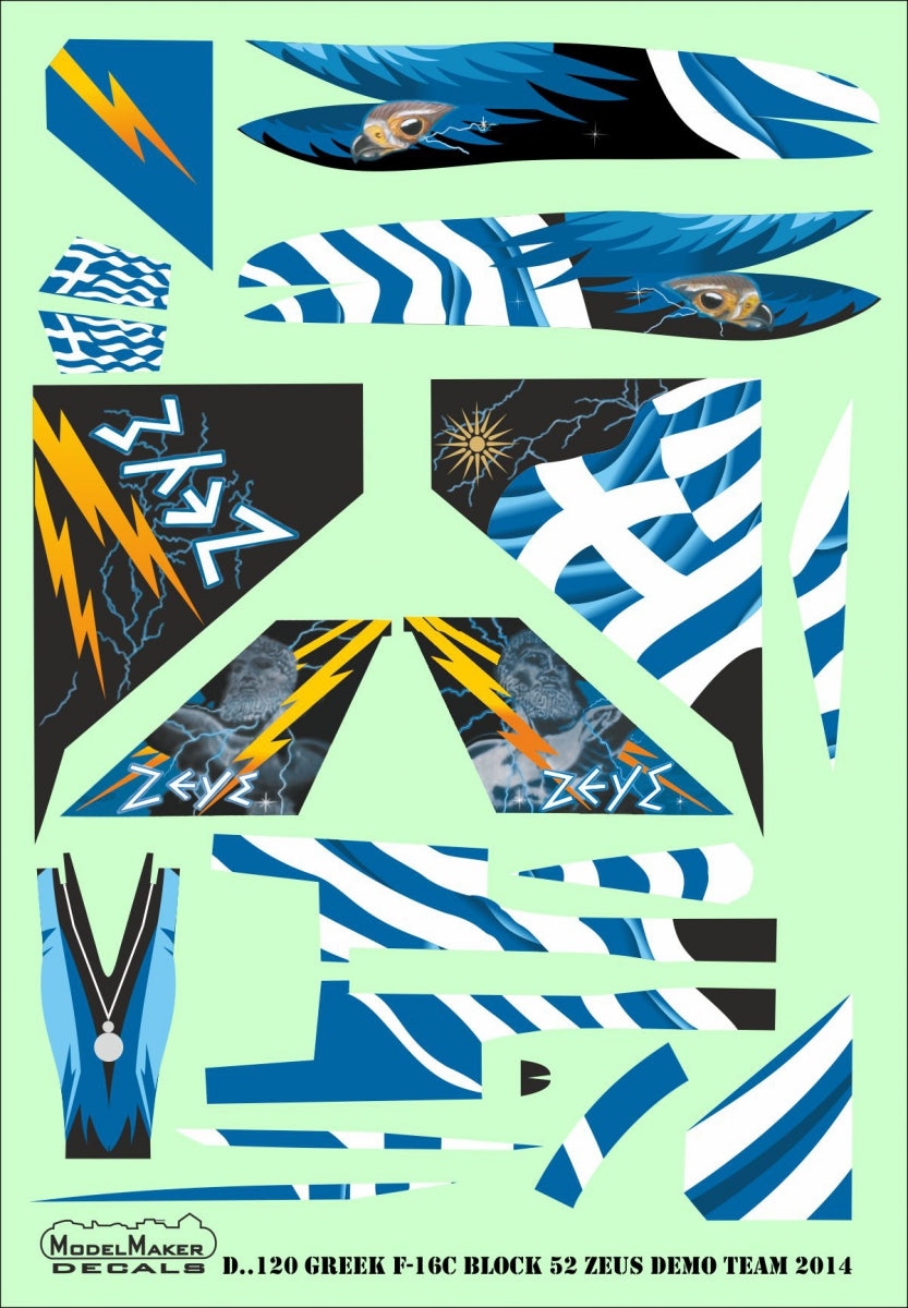 Lockheed-Martin F-16C block 52 ZEUS DEMO TEAM 2015 decal + resin CFT and paraschute container (designed to be used with Tamiya kits)