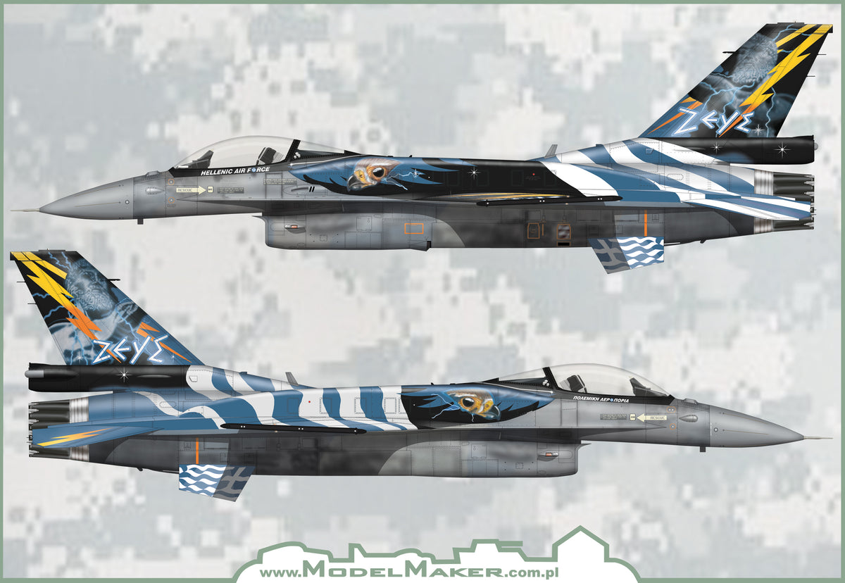 Lockheed-Martin F-16C block 52 ZEUS DEMO TEAM 2015 decal + resin CFT and paraschute container (designed to be used with Tamiya kits)