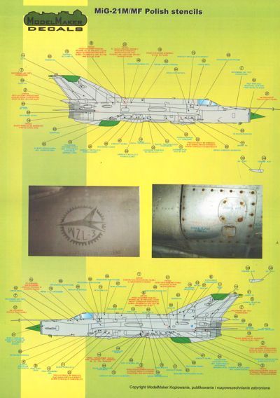 Mikoyan MiG-21PFM/MiG-21M/MiG-21MF/MiG-21bis/MiG-21UM Polish stencils