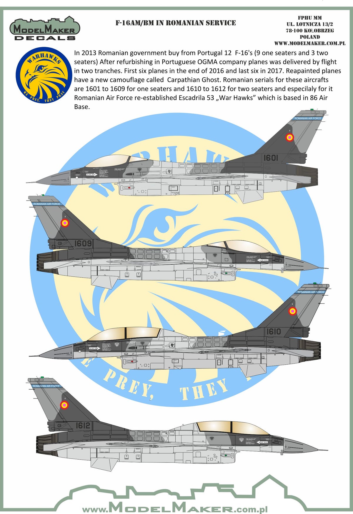 Re-printed! General-Dynamics F-16AM /BM in Romanian service