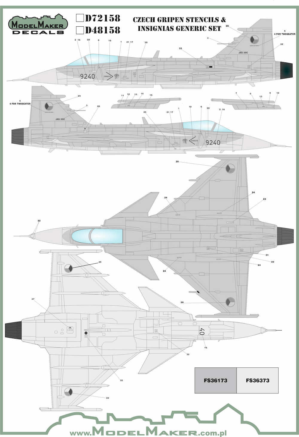 Gripen Stencils & insignias generic set