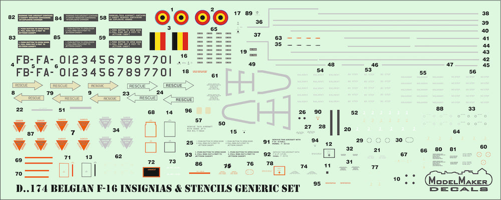 Belgian F-16 insignia's & stencils-generic set [General-Dynamics Lockheed-Martin]