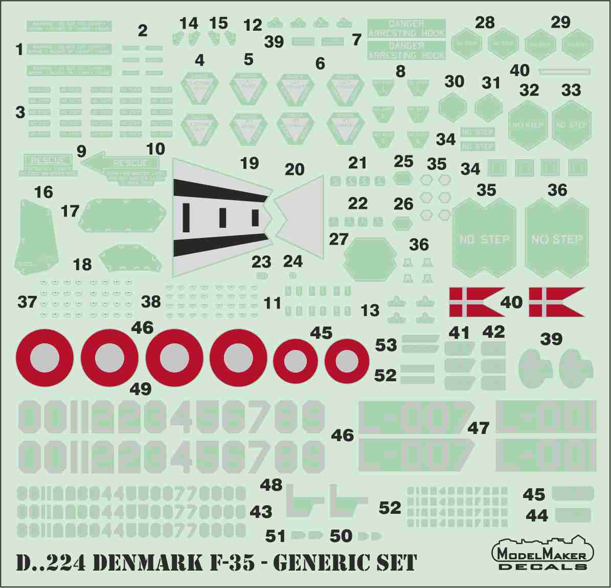 Denmark Lockheed-Martin F-35A Lightning II - generic stenciling set