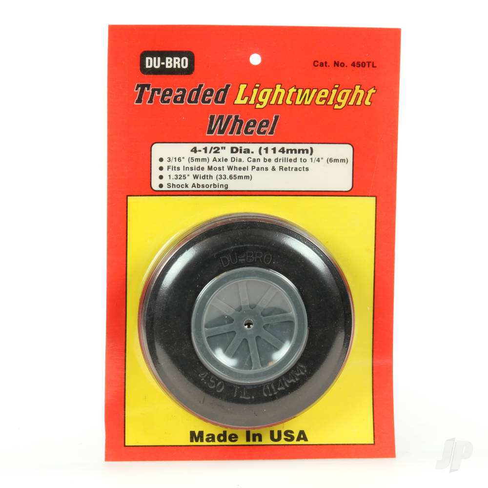 Dubro 4-1/2in diameter Treaded Light Wheel (1 per card) DUB450TL