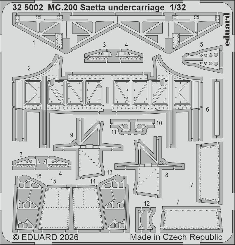 Macchi MC.200 Saetta 1/32 (designed to be used with Italeri kits)  This BiG-Ed set includes all these Eduard sets....ED325001 MC.200 Saetta landing flapsED325002 MC.200 Saetta undercarriageED33390 MC.200 Saetta seatbelts STEEL