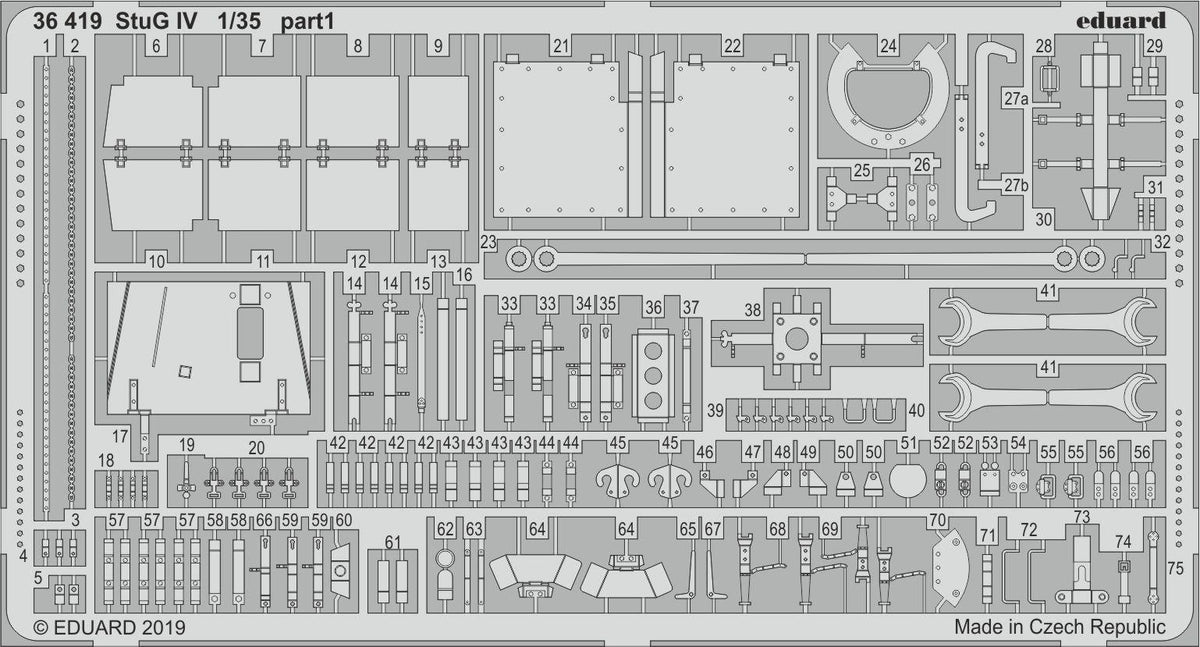Sturmgeschutz/StuG.IV (designed to be used with Academy kits) This BiG-Ed set includes all these Eduard sets.....ED36369 Tie Downs and Straps German STEEL ED36419 StuG IV ED36420 StuG IV Schurzen/Schürzen ED36423 StuG IV zimmerit