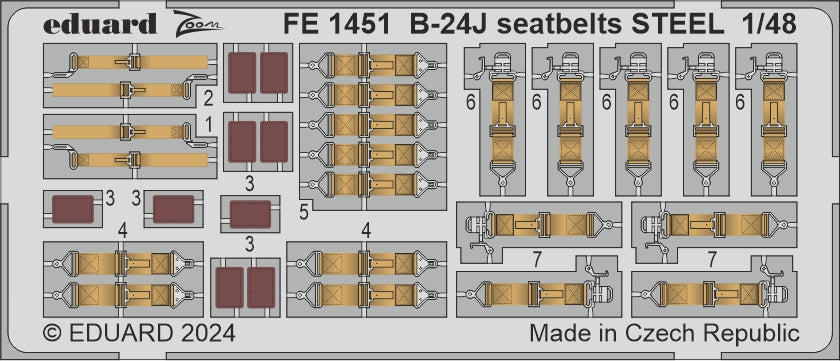 Consolidated B-24J Liberator PART I 1/48 (designed to be used with Hobby Boss kits) This BiG-Ed set includes all these Eduard sets..... ED491450 B-24J cockpit & enginesED491451 B-24J nose & radio compartment EDFE1451 B-24J seatbelts STEELEDEX1041 B-24J