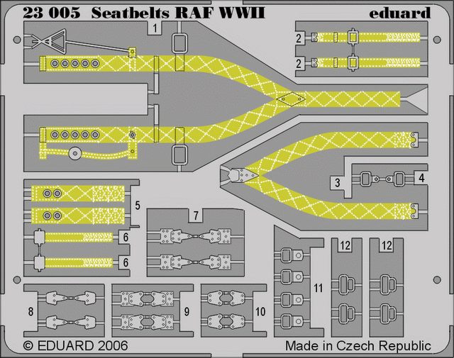 RAF WWII seatbelts early version. [de Havilland Mosquito NF.II / FB Mk.VI ][Hawker Hurricane Mk.I Mk.IIC Mk.IID Tropical][Supermarine Spitfire Mk.IA Mk.Vb Mk.VI floatplane Tropical]