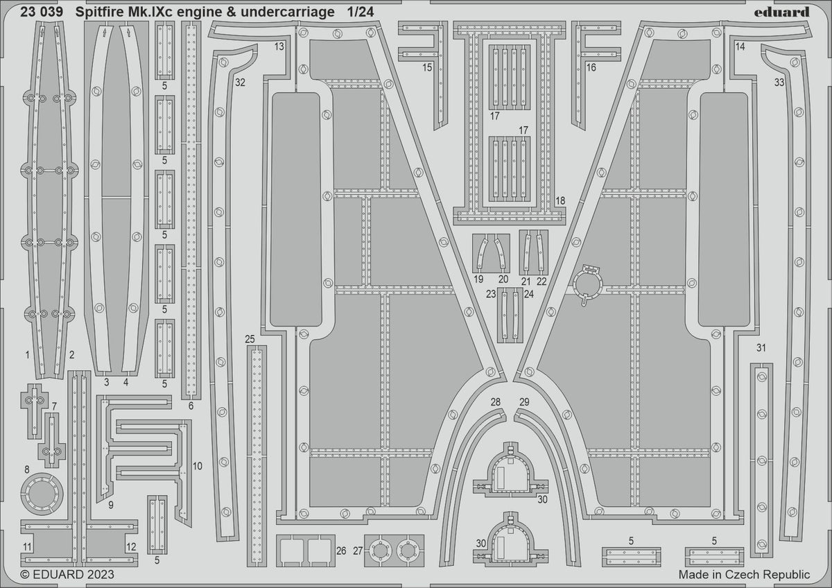 Supermarine Spitfire Mk.IXc engine & undercarriage 1/24 (designed to be used with Airfix kits)