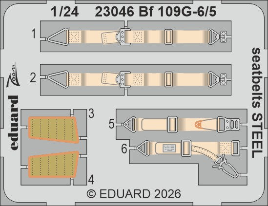 Messerschmitt Bf-109G-5/6 seatbelts STEEL 1/24 (designed to be used with Airfix kits)