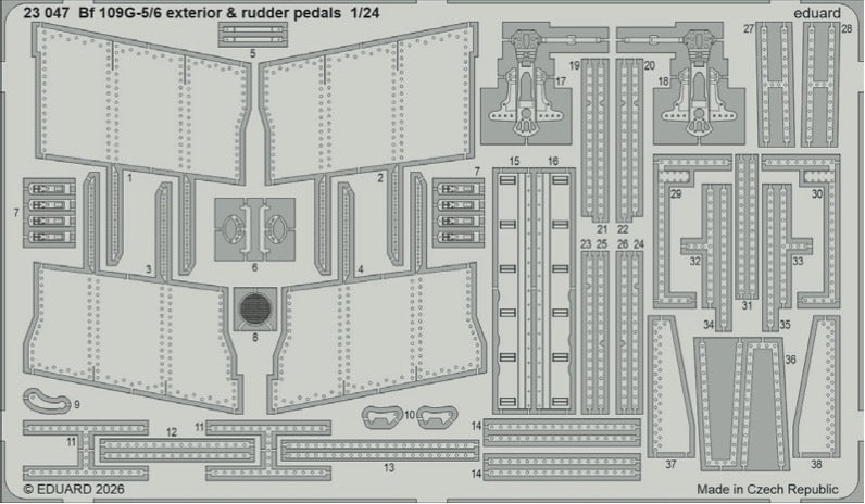 Messerschmitt Bf-109G-5/6 exterior & rudder pedals 1/24 (designed to be used with Airfix kits)