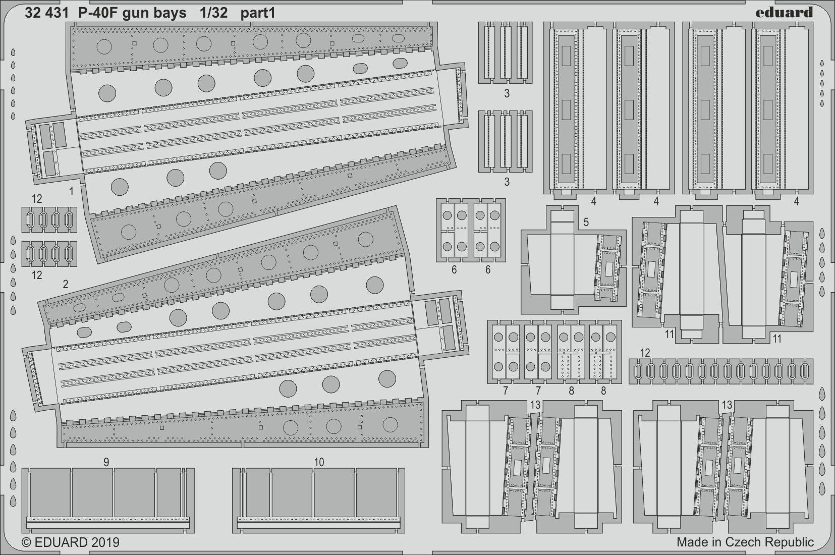 Curtiss P-40F Warhawk gun bays (designed to be used with Trumpeter kits)