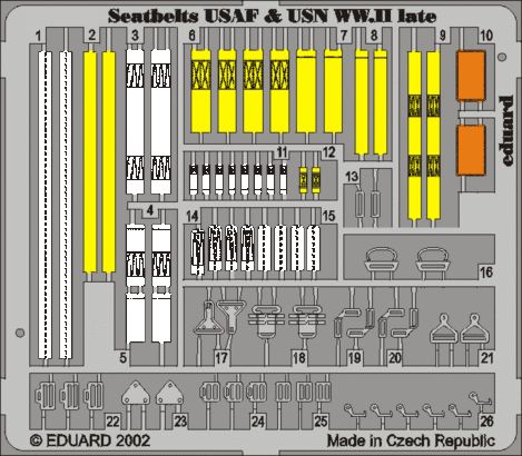 seatbelts USAF and USN WWII PRE-PAINTED IN COLOUR!