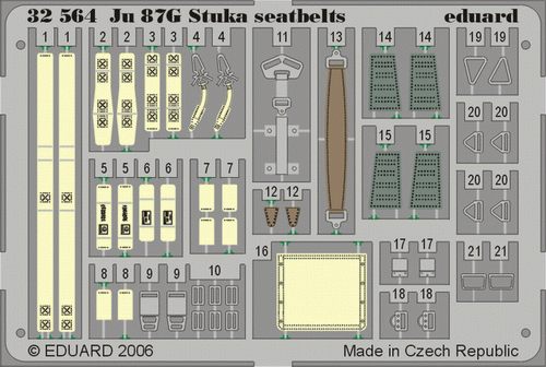 Junkers Ju-87G 'Stuka' seatbelts PRE-PAINTED IN COLOUR! (designed to be used with Hasegawa kits)
