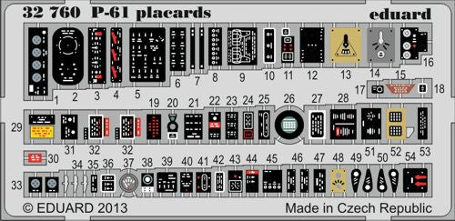 Northrop P-61A/P-61B 'Black Widow' placards (designed to be used with Hobby Boss kits)