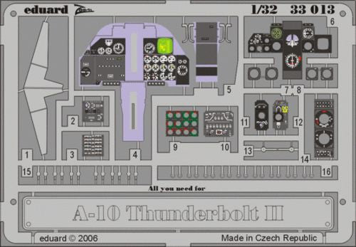 Fairchild A-10A Thunderbolt II instrument panel PRE-PAINTED IN COLOUR! (designed to be used with Trumpeter kits)