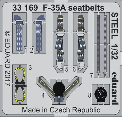 Lockheed-Martin F-35A Lightning II seatbelts STEEL (designed to be used with Italeri kits)