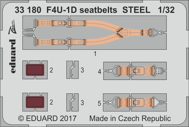 Vought F4U-1D Corsair seatbelts STEEL (designed to be used with Tamiya kits)