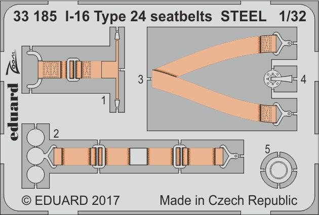 Polikarpov I-16 type 24 seatbelts STEEL (designed to be used with Hasegawa, ICM and Revell kits)