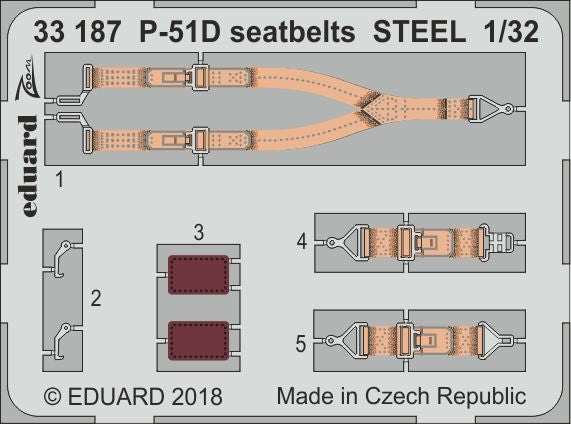North-American P-51D Mustang seatbelts STEEL (designed to be used with Revell kits)