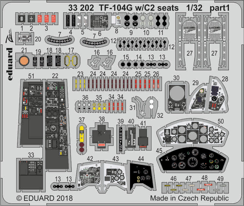 Lockheed TF-104G Starfighter with C2 seats (designed to be used with Italeri kits) (Eduard sold out November 2023 part 1)