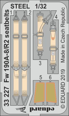 Focke-Wulf Fw-190A-8/R2 seatbelts STEEL (designed to be used with Revell kits)