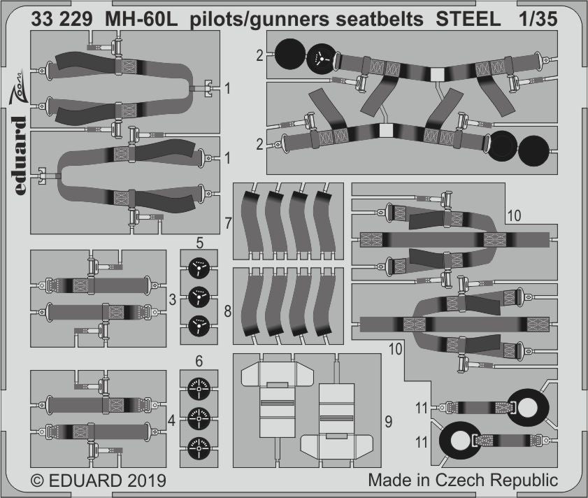Sikorsky MH-60L pilots/gunners seatbelts STEEL (designed to be used with Kitty Hawk Models Models and Zimi Model kits)