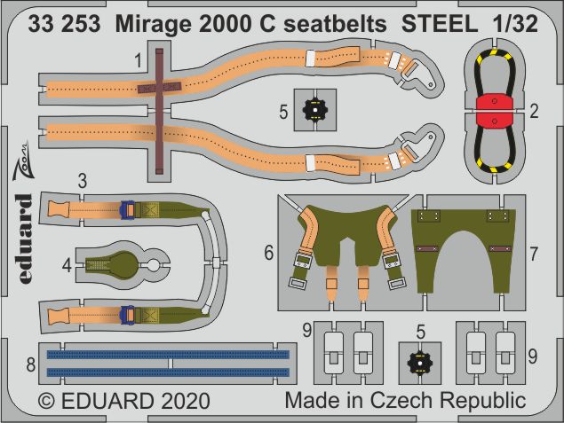 Dassault_Mirage 2000C seatbelts STEEL (designed to be used with Kitty Hawk Models Models and Zimi Model kits)(Eduard sold out February 2026)