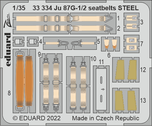 Junkers Ju-87G-1/2 'Stuka' seatbelts STEEL (designed to be used with Border Model kits)