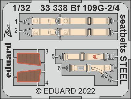 Messerschmitt Bf-109G-2/4 seatbelts STEEL (designed to be used with Revell kits)
