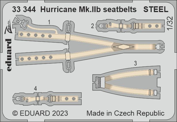 Hawker Hurricane Mk.IIb seatbelts STEEL (designed to be used with Revell kits)