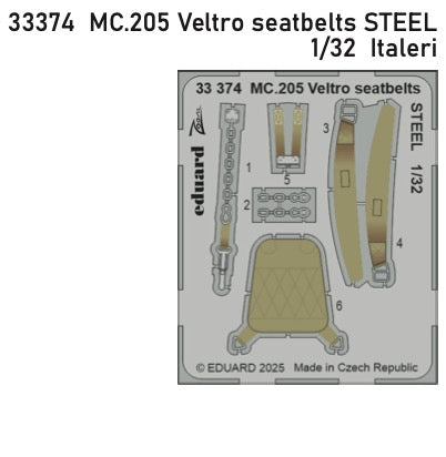 Macchi C.205 Veltro seatbelts STEEL 1/32 (designed to be used with Italeri kits)