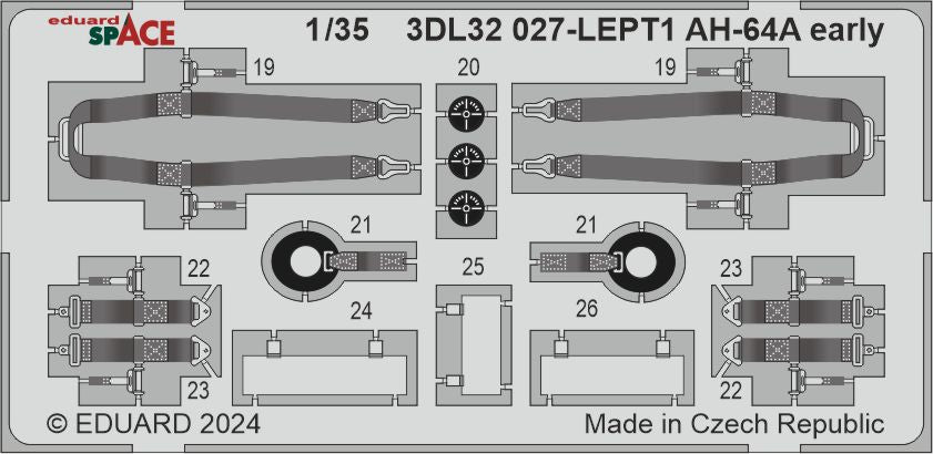 Bell/Boeing AH-64A Apache Early SPACE set - 3D waterslide decals and STEEL PE parts. 1/35 (designed to be used with Trumpeter kits)