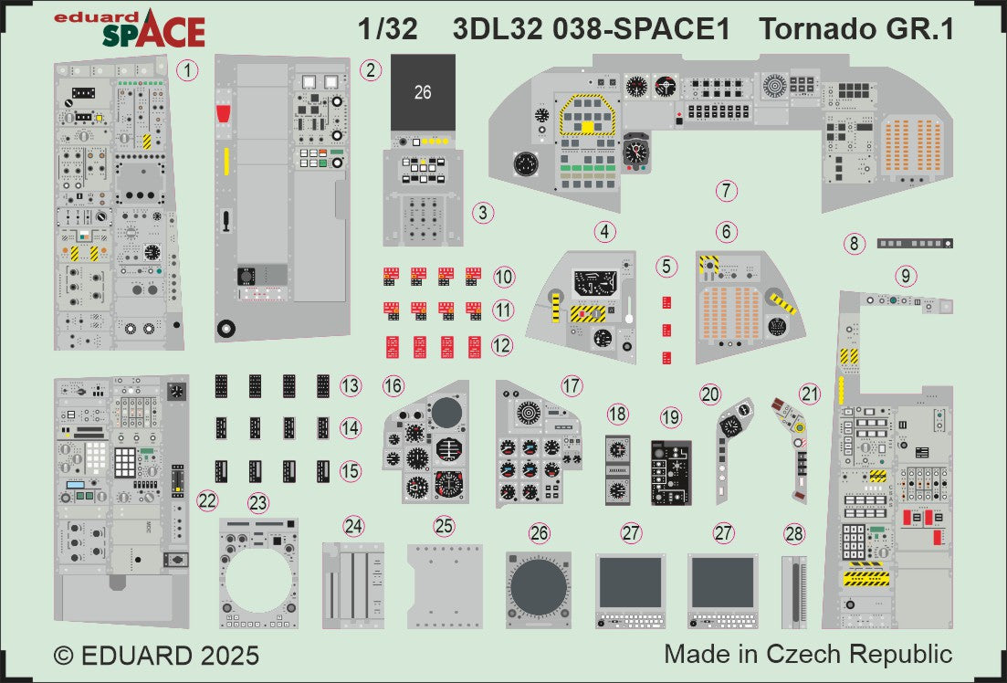 Panavia Tornado GR.1 SPACE set - 3D waterslide decals and STEEL PE parts. 1/32 (designed to be used with Italeri kits)