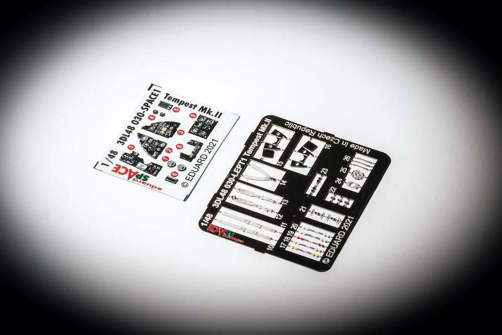 Hawker Tempest Mk.II SPACE (3D-Printed) instrument decals (designed to be used with Eduard kits and Special Hobby kits)
