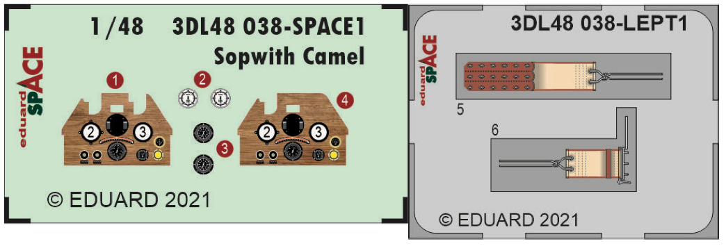 Sopwith Camel SPACE (3D-Printed) instrument decals (designed to be used with Eduard kits)