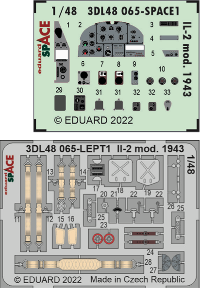 Ilyushin Il-2 Stormovik mod. 1943 SPACE 3D Decal instruments with etched parts (designed to be used with Zvezda kits)