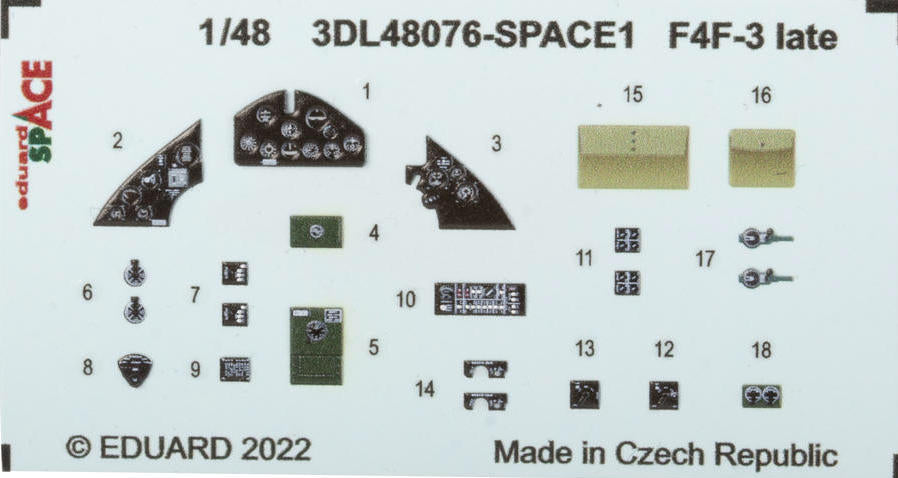 Grumman F4F-3 Wildcat late SPACE set - 3D waterslide decals and etched parts (designed to be used with Eduard kits) [MIDWAY DUAL COMBO]